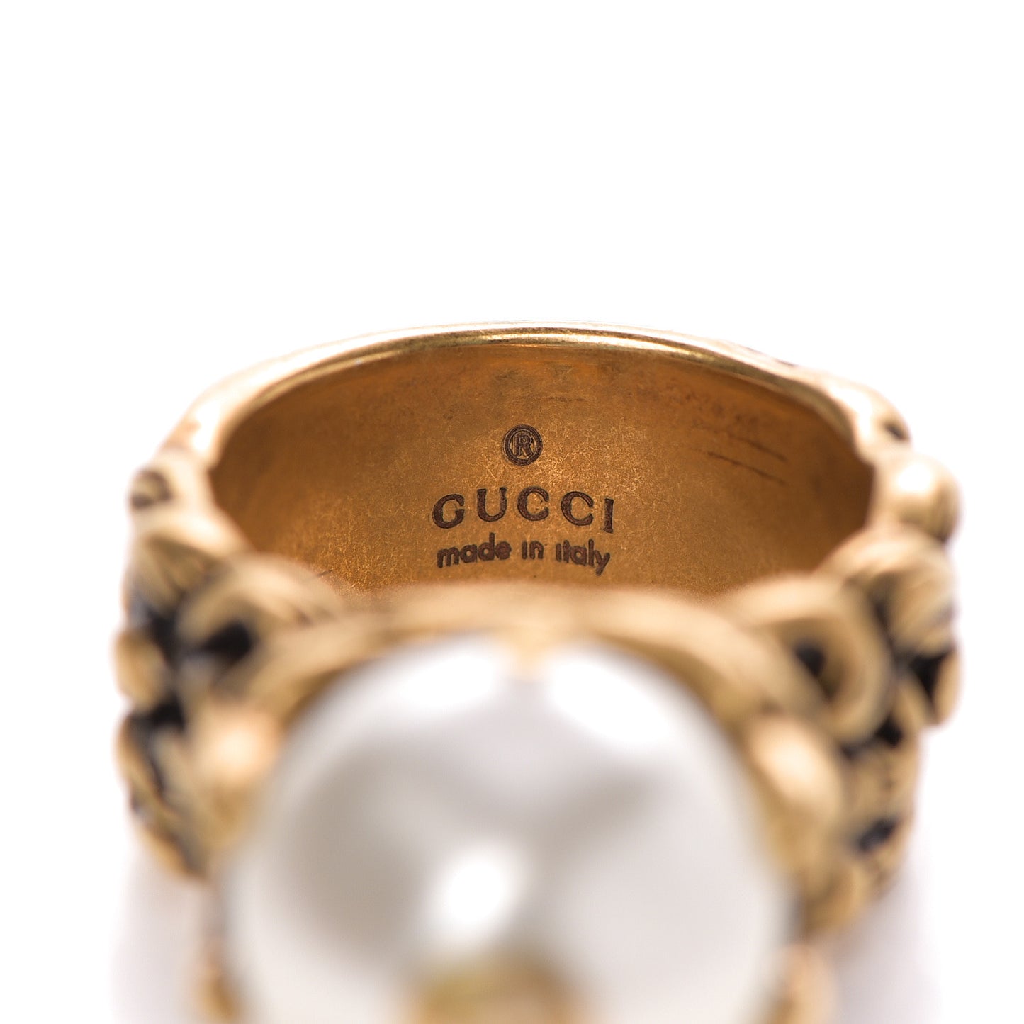 Metal Pearl Ring 15 55 Aged Gold