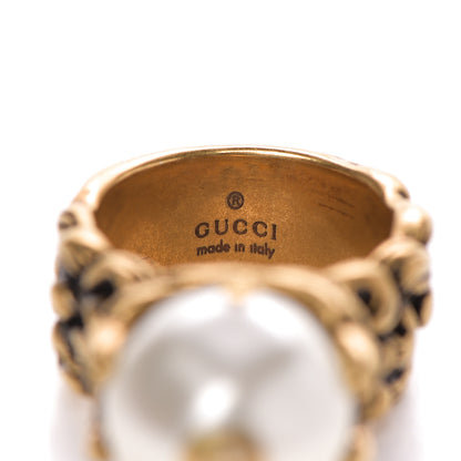 Gucci Metal Pearl Ring 15 55 Aged Gold 4 of 4