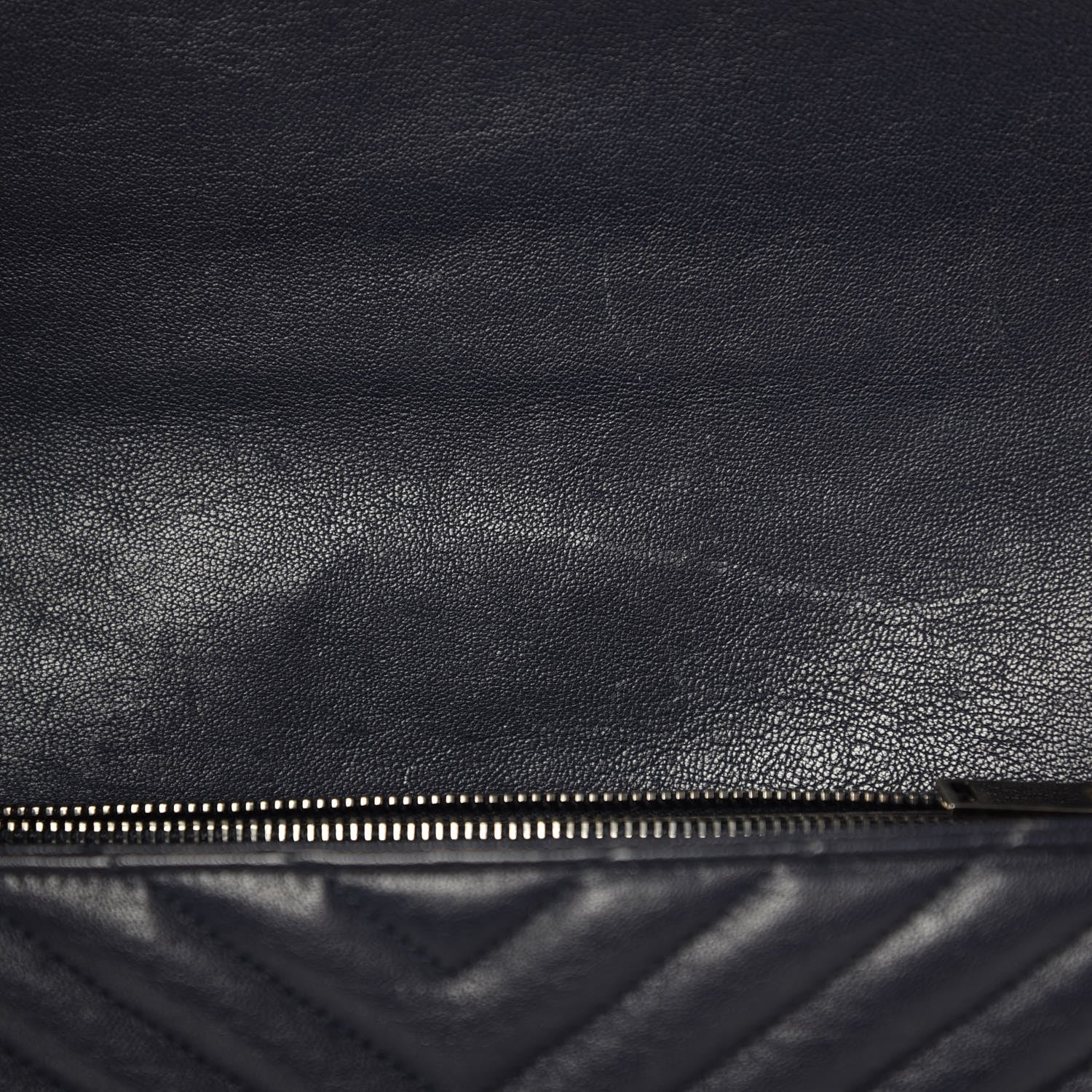 Saint Laurent Sheepskin Matelasse Chevron Monogram Large College Satchel Navy Blue 13 of 16