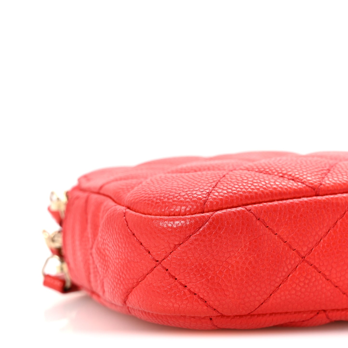 Caviar Quilted Small Clutch With Chain Red