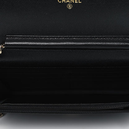 Chanel Caviar Quilted French New Wave Chain CC Wallet On Chain WOC Black 4 of 4