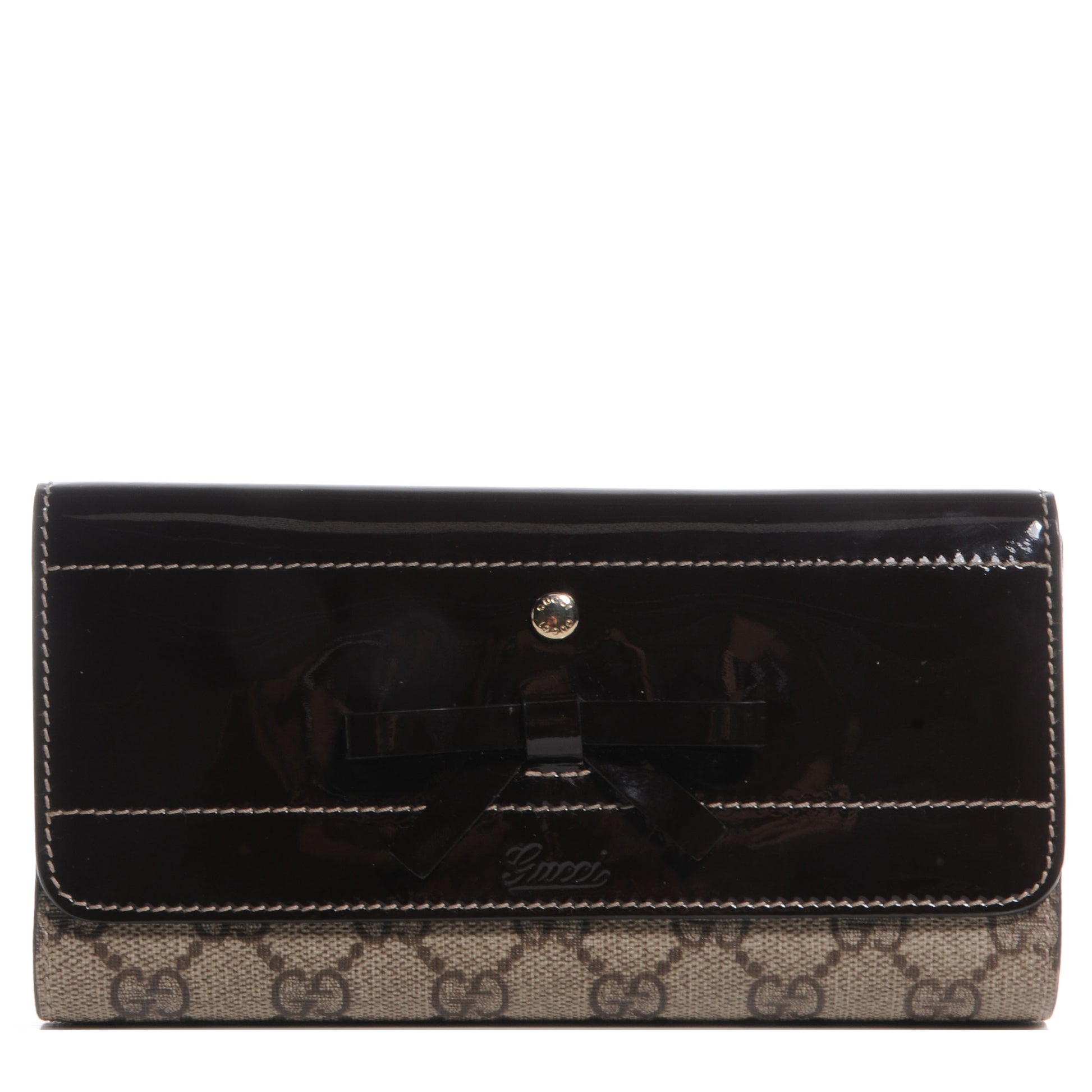 Gucci Patent Monogram Continental Wallet Brown 1 of 8