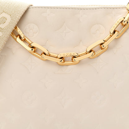 Louis Vuitton Lambskin Embossed Monogram Coussin PM Cream 7 of 9