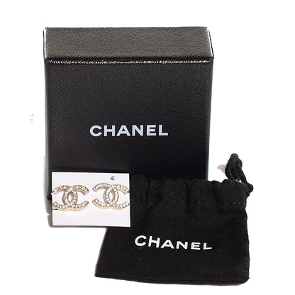 Chanel Crystal CC Earrings Gold 6 of 6