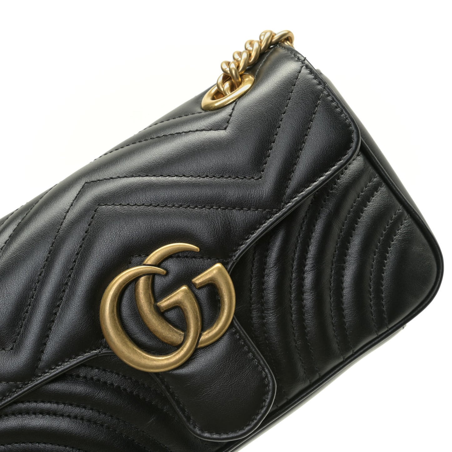 Calfskin Matelasse Mini GG Marmont Shoulder Bag Black