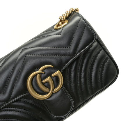 Gucci Calfskin Matelasse Mini GG Marmont Shoulder Bag Black 11 of 14