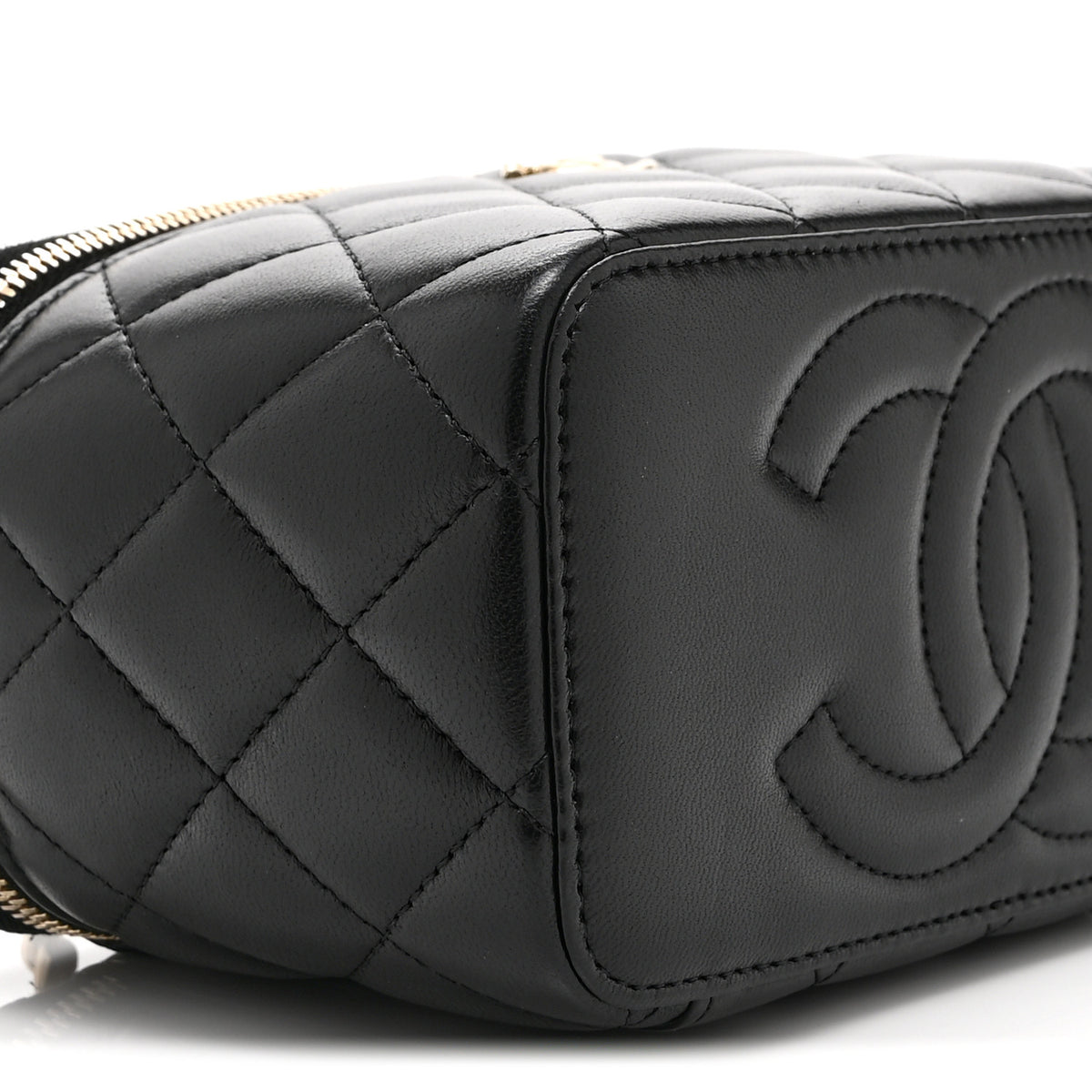 Chanel Lambskin Quilted Trendy Small Top Handle Vanity Case With Chain Black 10 of 12