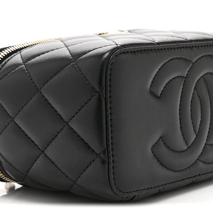 Chanel Lambskin Quilted Trendy Small Top Handle Vanity Case With Chain Black 10 of 12
