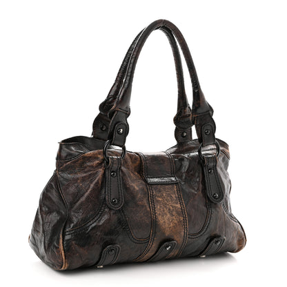 Valentino Garavani Distressed Calfskin VLogo Shoulder Bag Brown 3 of 25