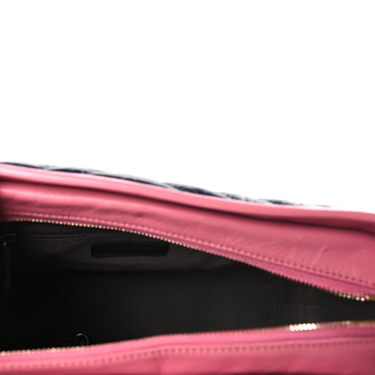 Chanel Aged Calfskin Chevron Quilted Medium Gabrielle Hobo Navy Black Pink 5 of 9