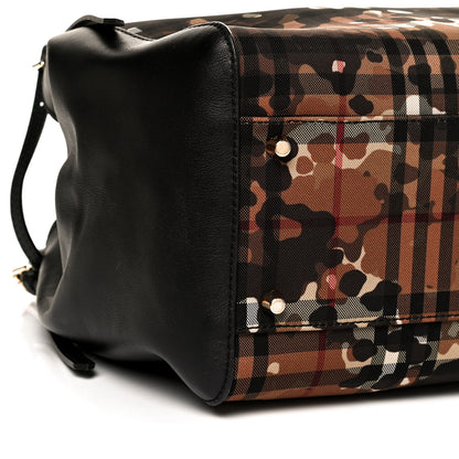 Burberry Nylon Calfskin Camouflage Check Small Canterbury Tote Black 10 of 11