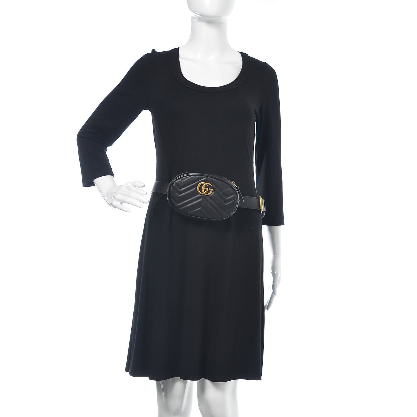 Calfskin Matelasse GG Marmont Belt Bag 95 38 Black