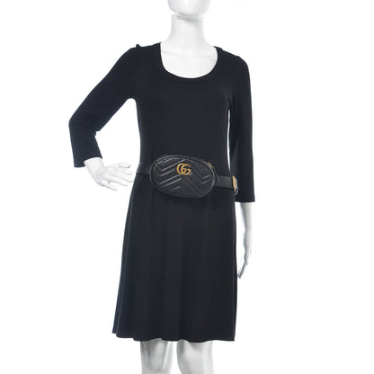 Gucci Calfskin Matelasse GG Marmont Belt Bag 95 38 Black 2 of 7