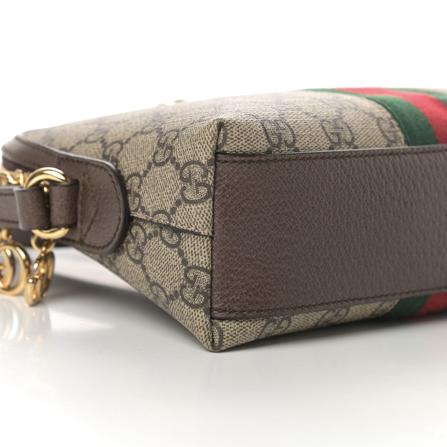 GG Supreme Monogram Textured Dollar Calfskin Web Small Ophidia Dome Shoulder Bag Beige Ebony New Acero