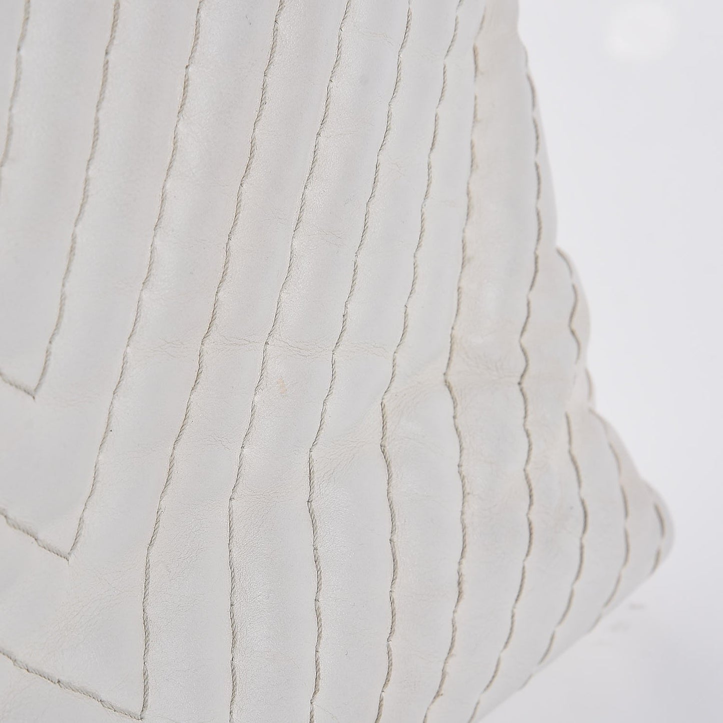Calfskin Surpique Chevron Tote White