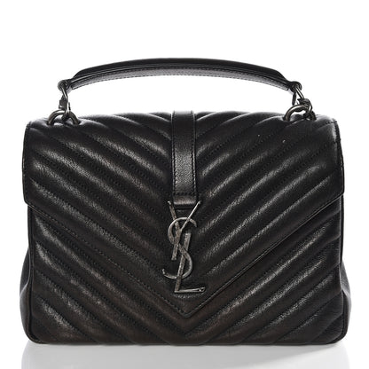 Saint Laurent Sheepskin Matelasse Chevron Monogram Medium College Bag Black 1 of 11