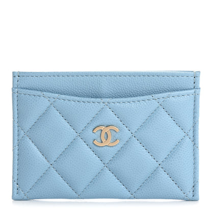 Chanel Caviar Quilted Card Holder Light Blue 1 of 9