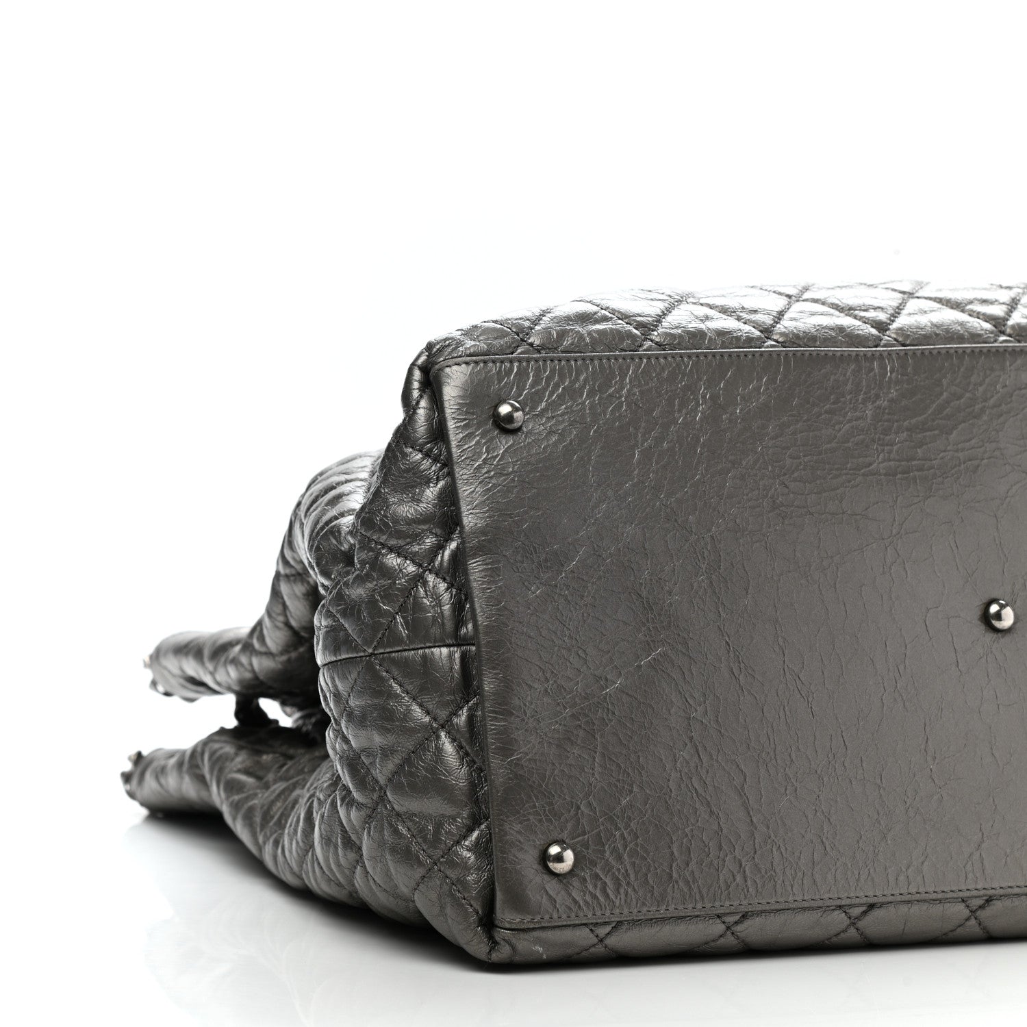 Chanel Metallic Aged Calfskin Quilted Large Chain Me Tote Silver 9 of 11