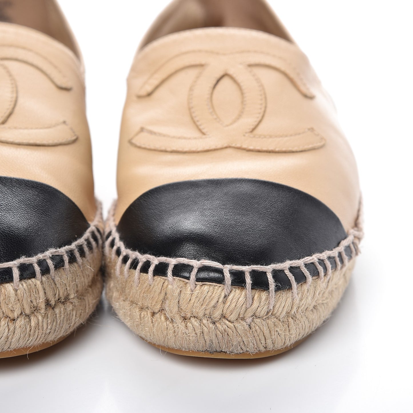 Lambskin CC Espadrilles 38 Beige Black