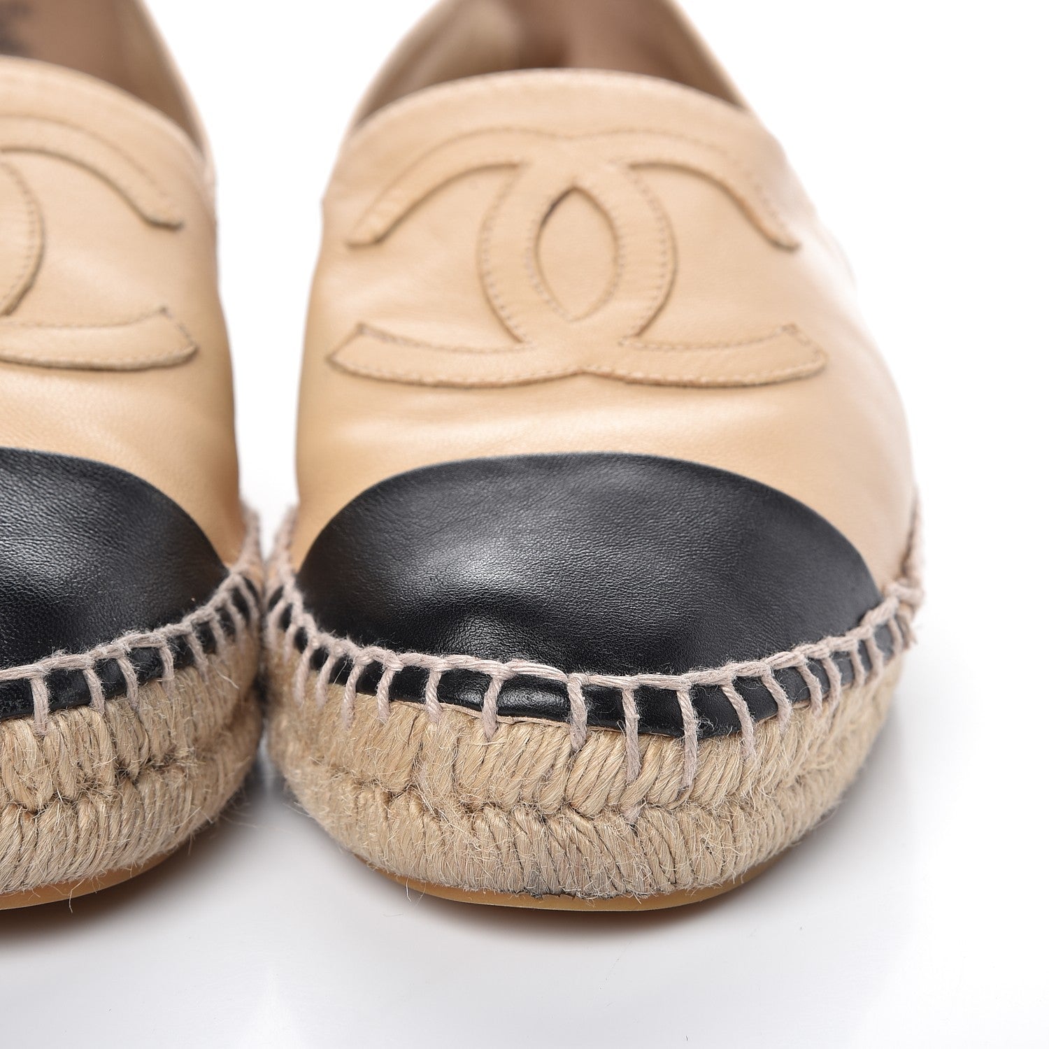Chanel Lambskin CC Espadrilles 38 Beige Black 19 of 21