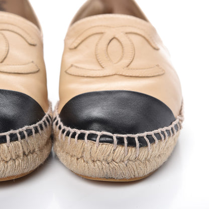 Chanel Lambskin CC Espadrilles 38 Beige Black 19 of 21