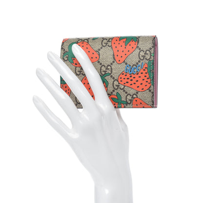 Gucci GG Supreme Monogram Strawberry Card Case 2 of 8