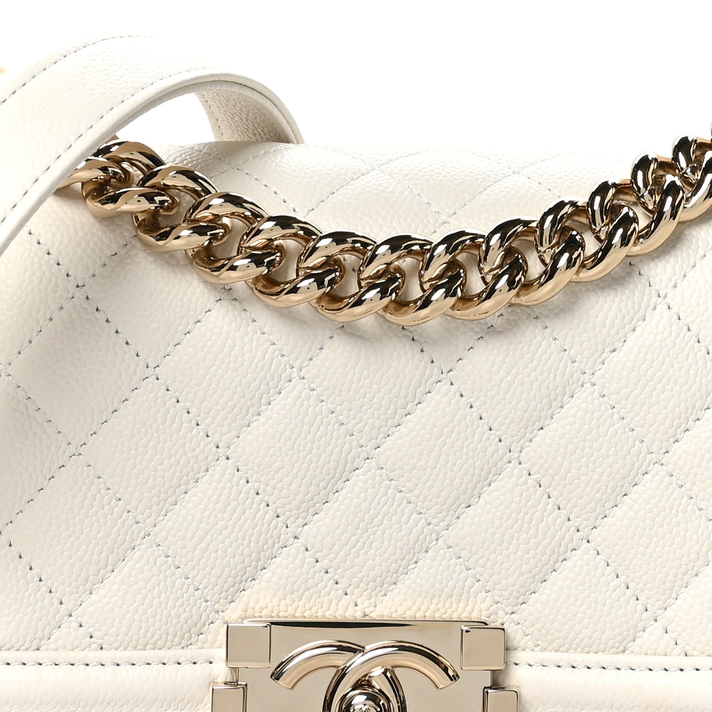 Caviar Quilted Small Boy Flap White