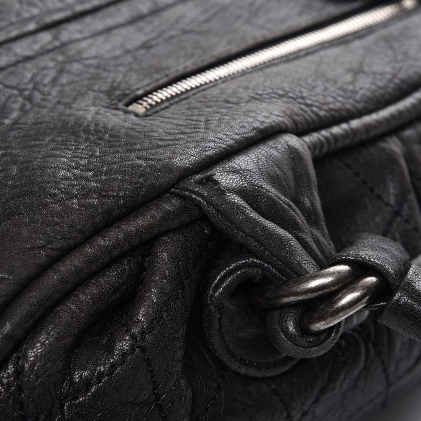 Distressed Lambskin Le Marais Bowler Black