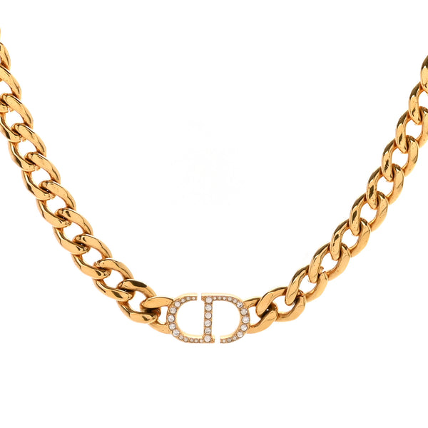 Christian Dior Metal Crystal 30 Montaigne Necklace Gold 1824251