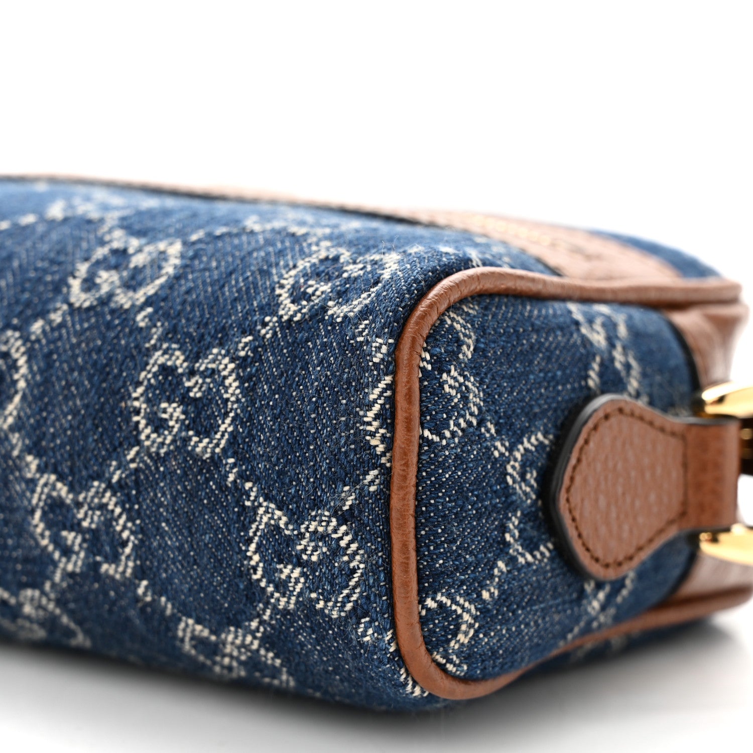 Gucci New Denim GG Monogram Dollar Calfskin Mini Ophidia Shoulder Bag Blue Tea Cuir Epilog 8 of 11