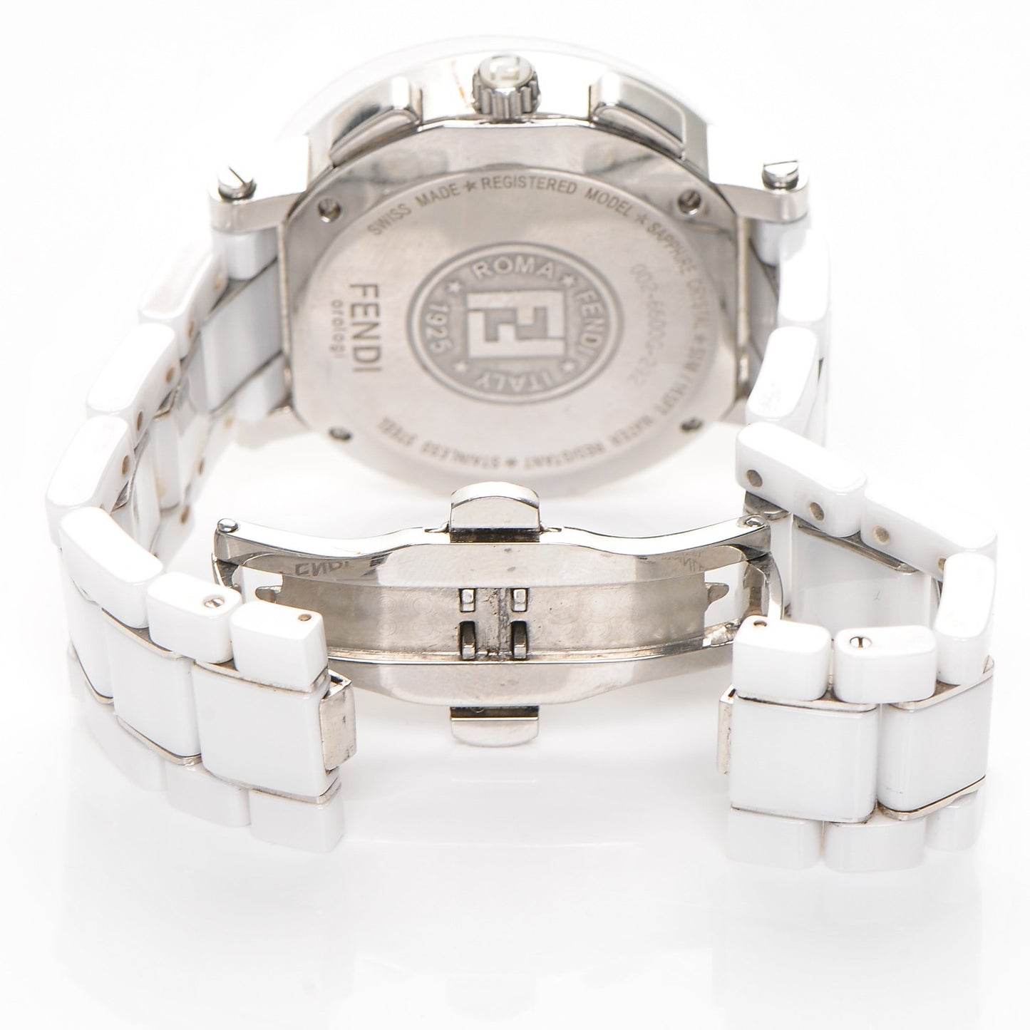 Stainless Steel Ceramic 38mm Chronograph Quartz Watch White
