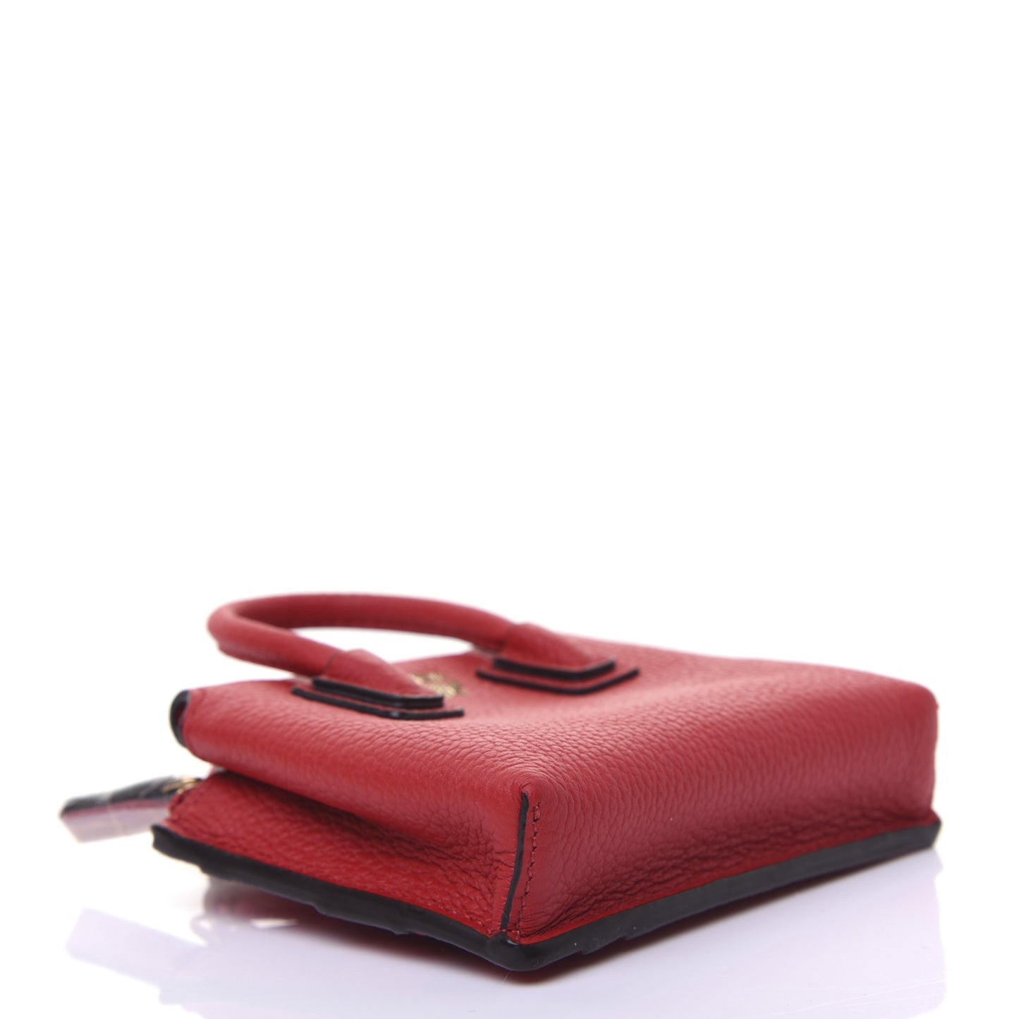 Grained Calfskin Mini Milla Handbag Card Case Ruby Red