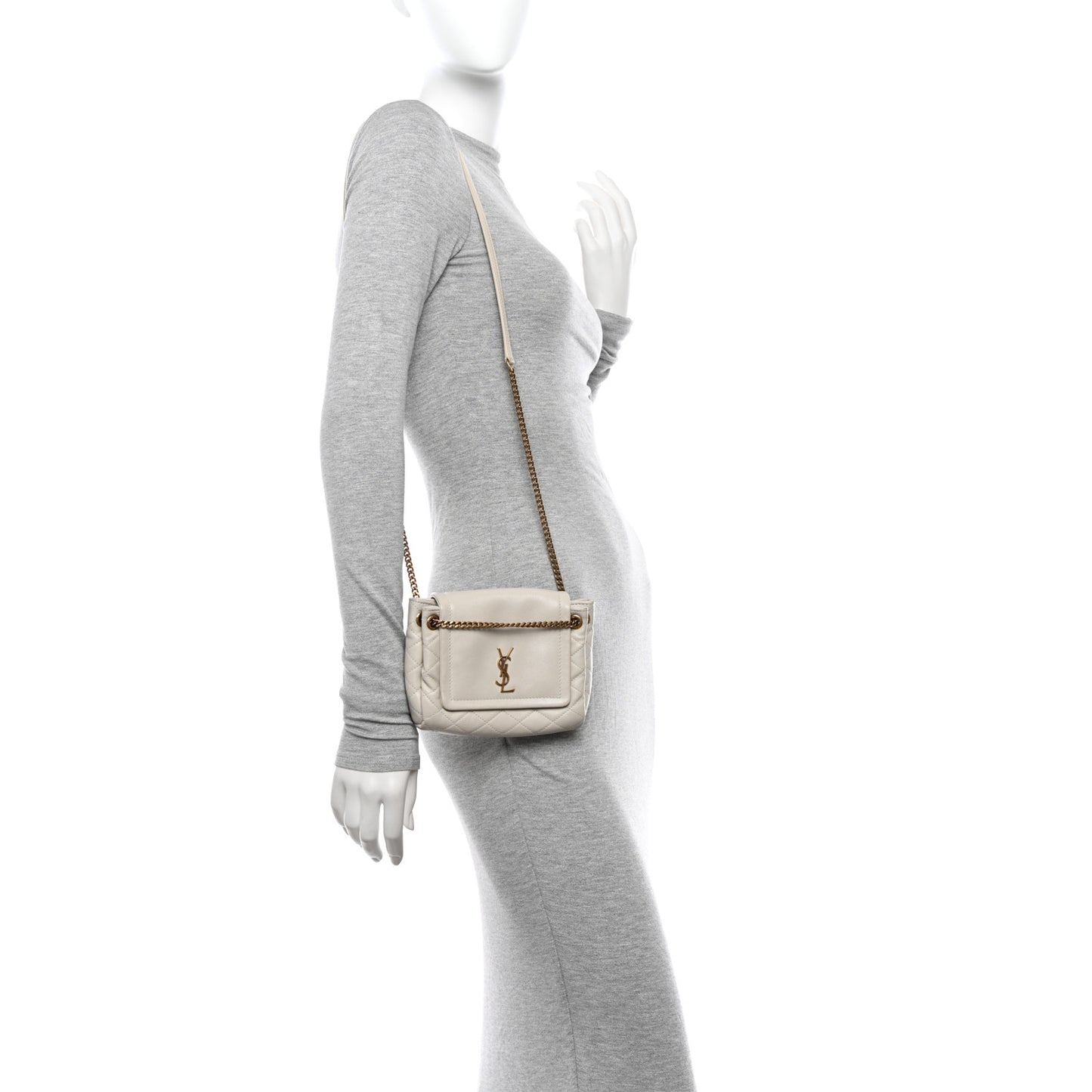 Lambskin Quilted Monogram Mini Nolita Blanc Vintage
