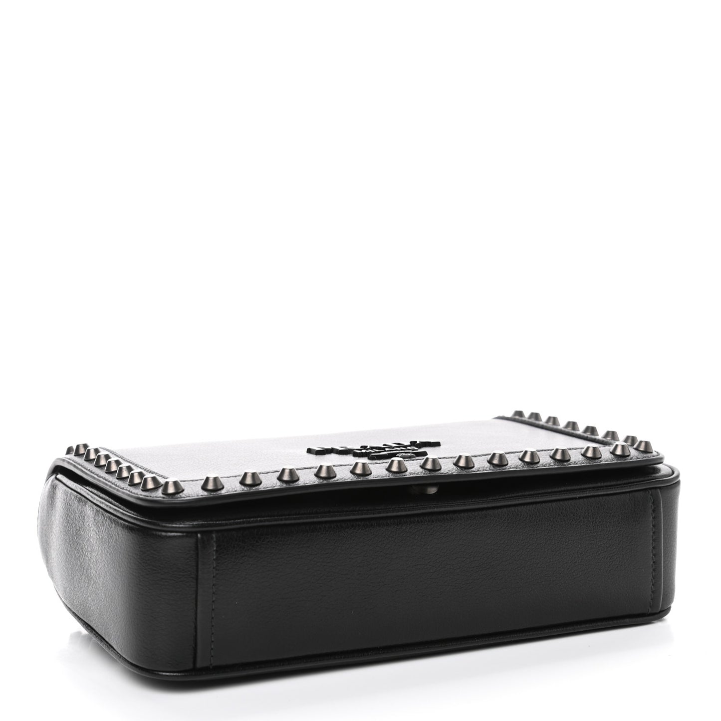 Glace Calfskin Studded Crossbody Black