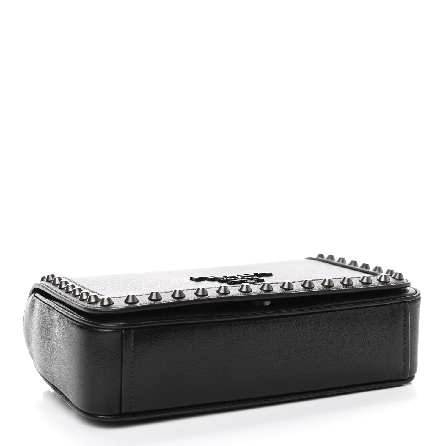 Prada Glace Calfskin Studded Crossbody Black 3 of 4