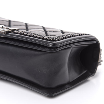 Chanel Calfskin Quilted Medium Boy Top Handle Flap Black 9 of 12