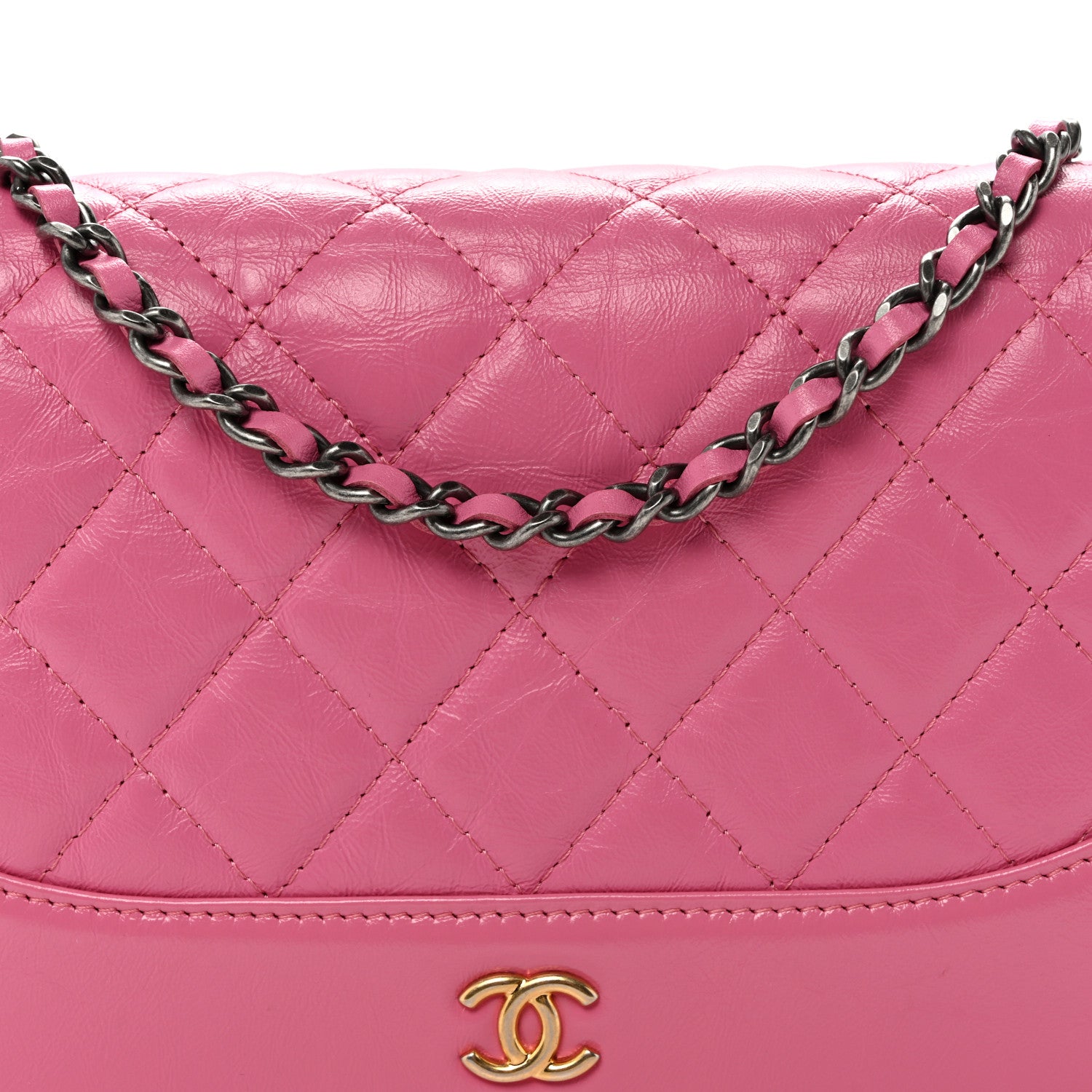 Chanel Aged Calfskin Quilted Gabrielle Wallet On Chain WOC Pink 9 of 11