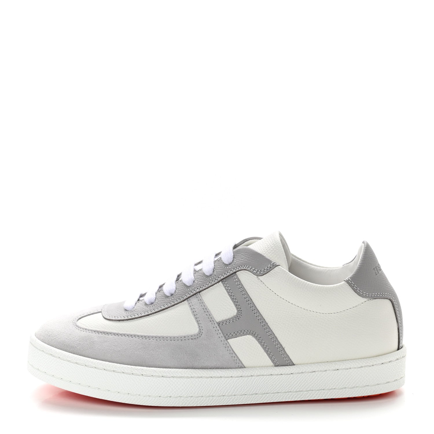 Hermes Epsom Suede Boomerang Sneakers 35.5 White Gris 1 of 8