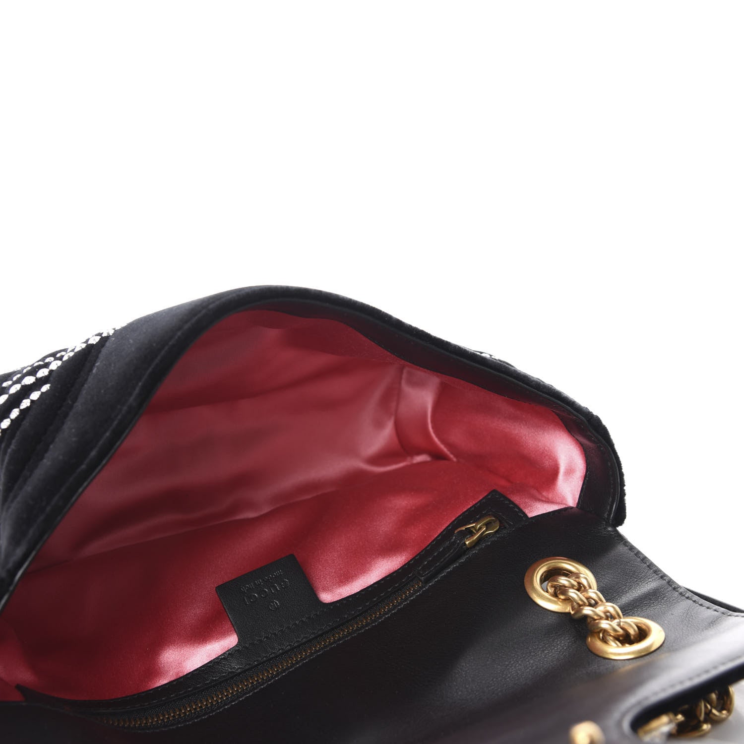 Gucci Velvet Matelasse Marquise Crystals Embroidered Small GG Marmont Shoulder Bag Black 5 of 10