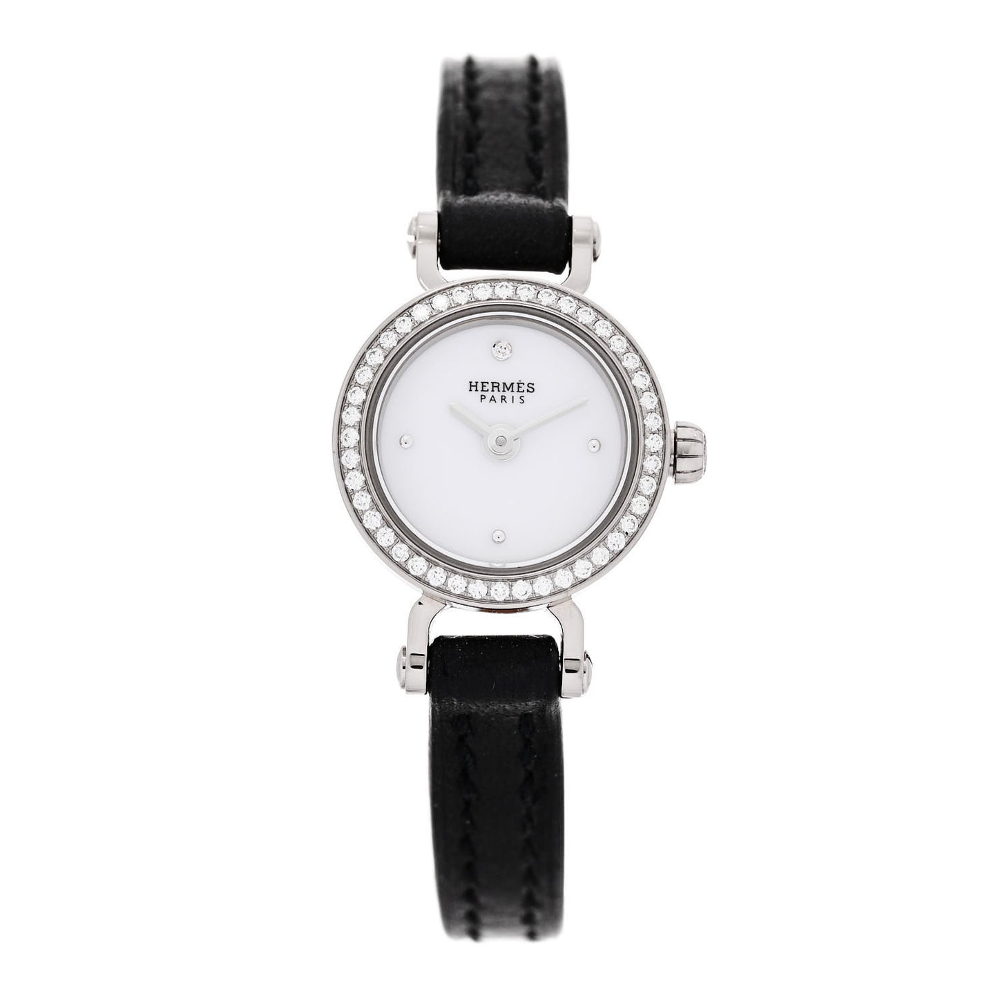 18K White Gold Barenia Diamond 16mm Faubourg Quartz Watch Noir