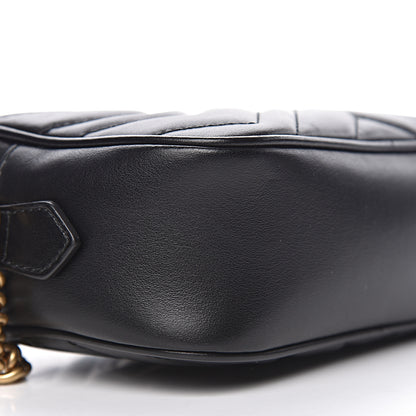 Gucci Calfskin Matelasse Mini GG Marmont Chain Shoulder Bag Black 10 of 12