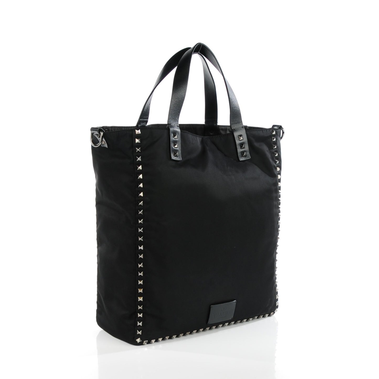 Nylon Rockstud Vertical Tote Black