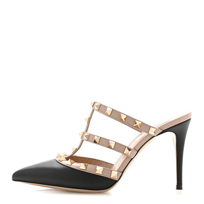 Valentino Garavani Nappa Rockstud 90mm Cage Mules 36 Black Poudre 1 of 9