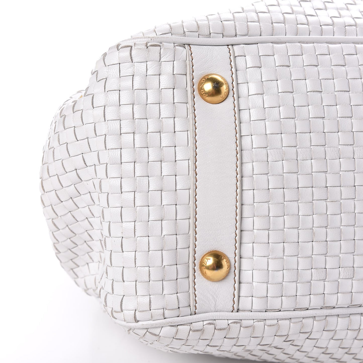 Goatskin Woven Frame Satchel Bianco