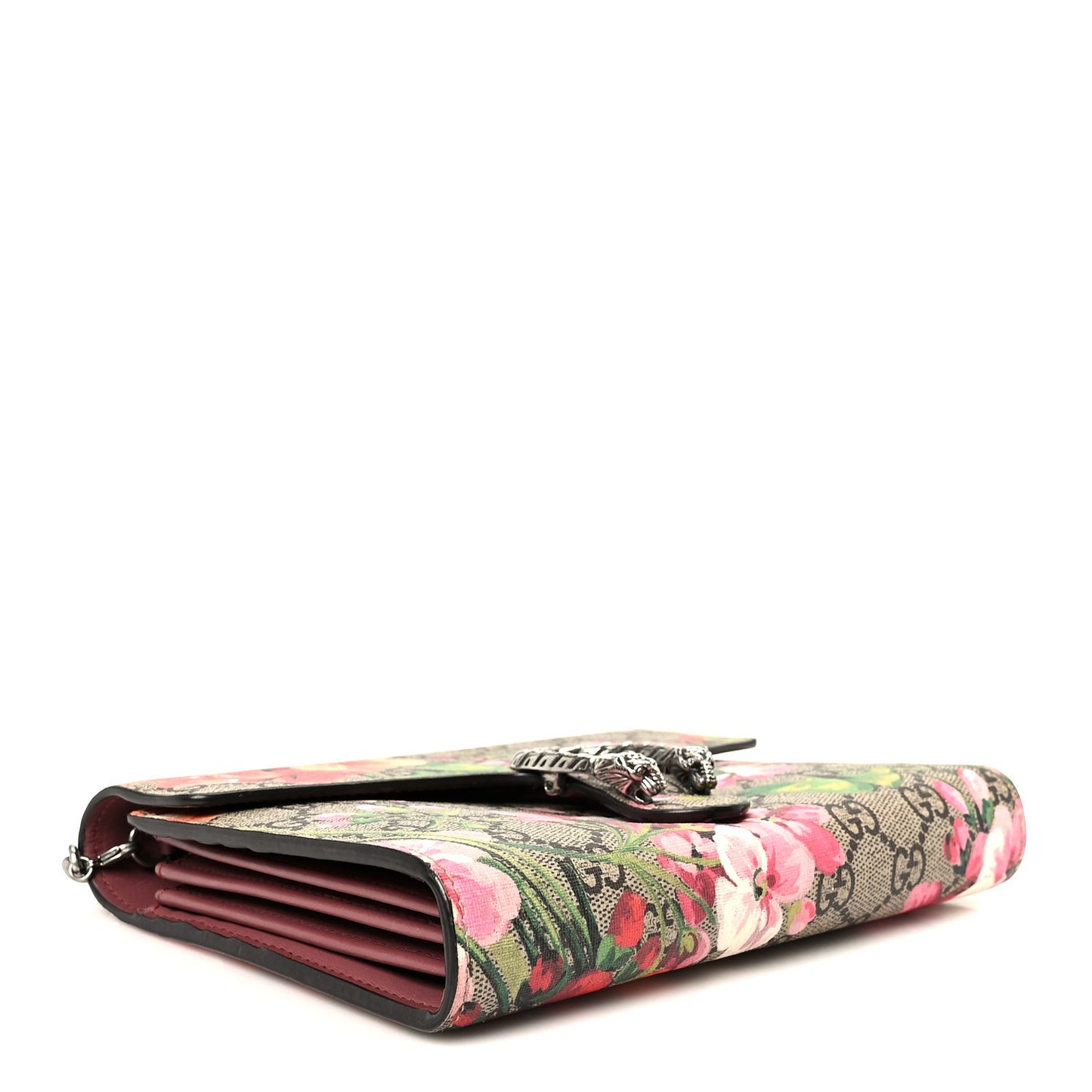 GG Supreme Monogram Blooms Mini Dionysus Chain Wallet Beige Multicolor Dry Rose