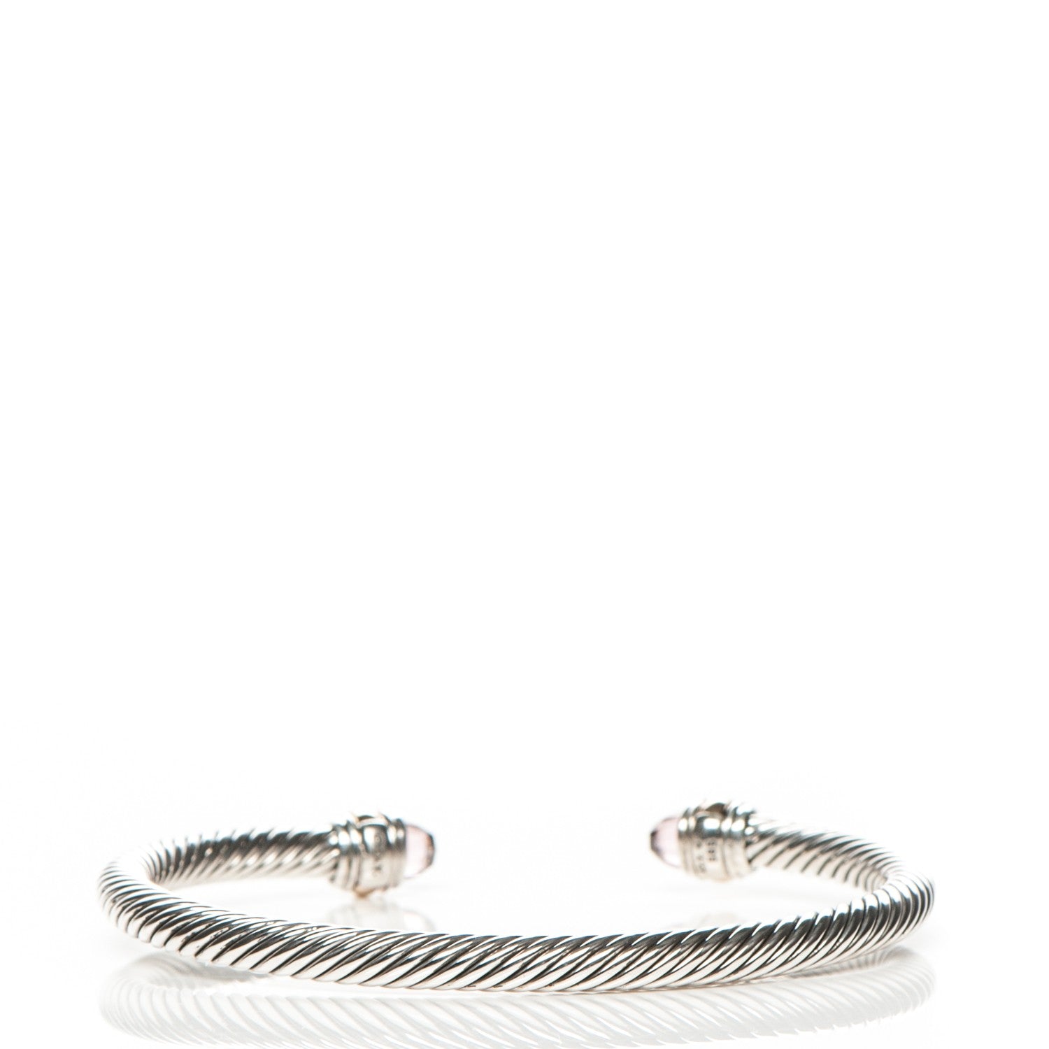 David Yurman Sterling Silver 14K Yellow Gold Morganite 5mm Cable Classics Bracelet 3 of 5