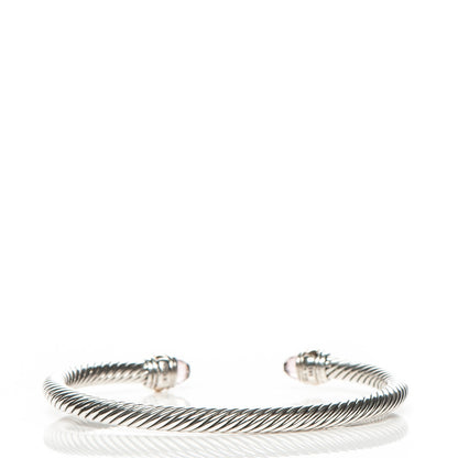 David Yurman Sterling Silver 14K Yellow Gold Morganite 5mm Cable Classics Bracelet 3 of 5