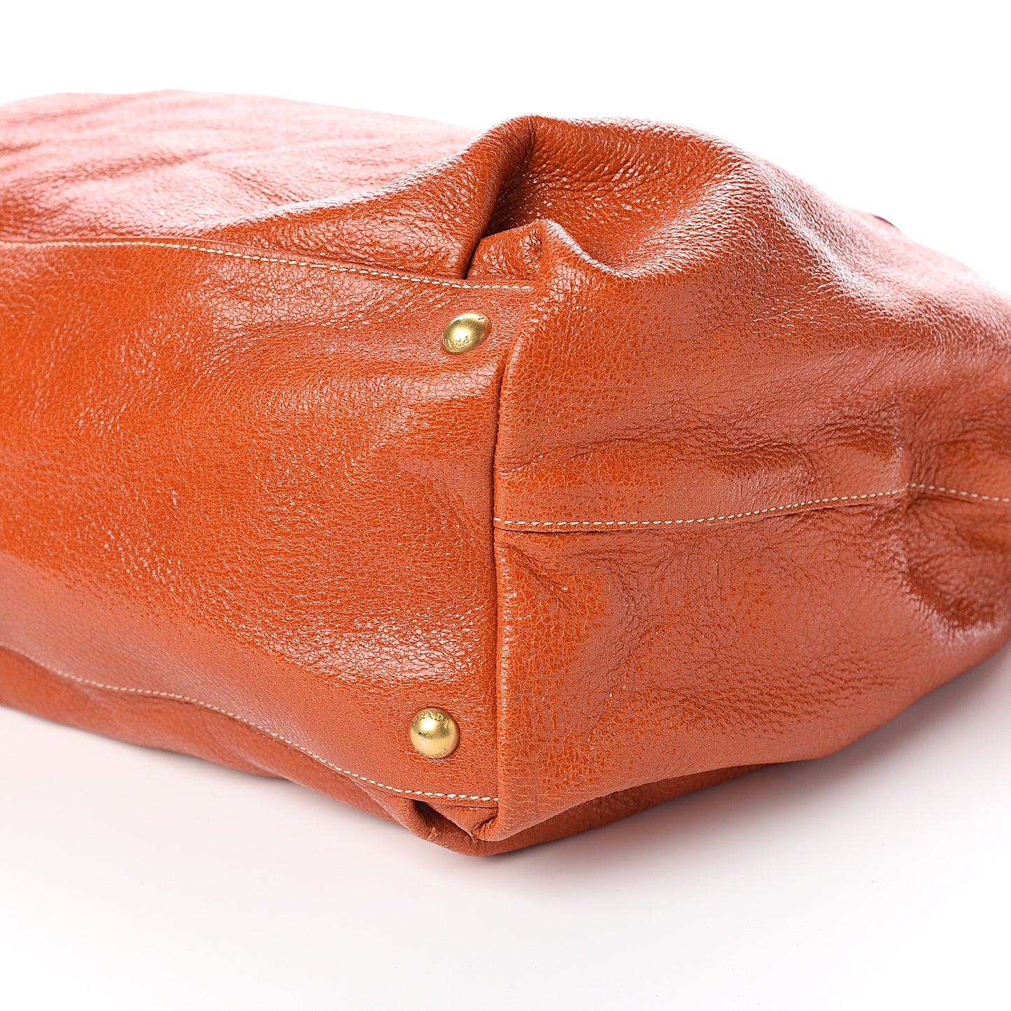 Vitello Shine Chain Top Handle Tote Papaya