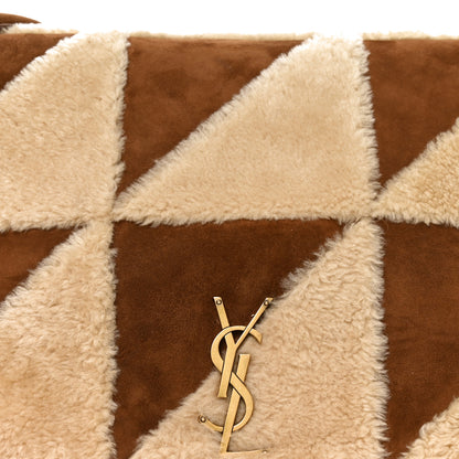 Saint Laurent Suede Shearling Patchwork Monogram Giant Jamie Brown Beige 7 of 9