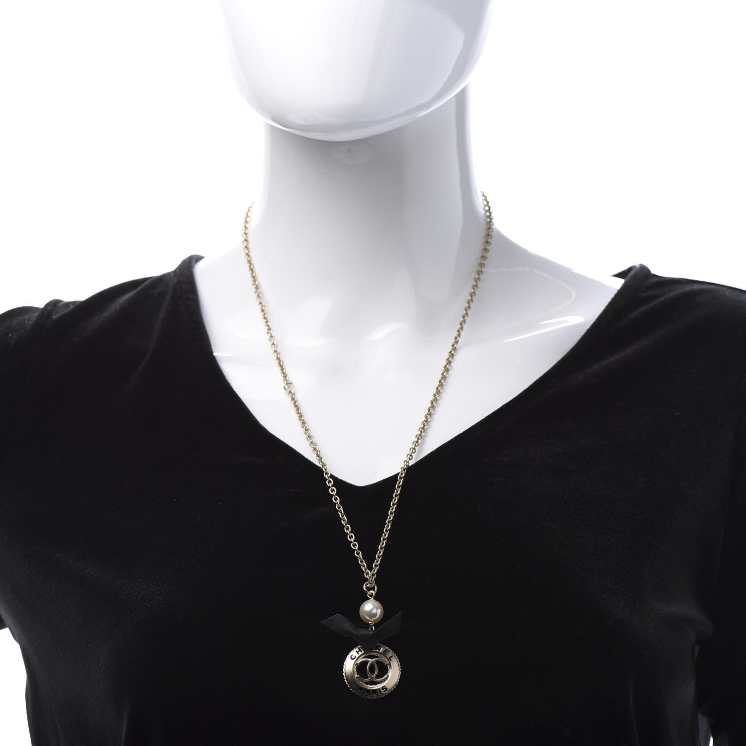Chanel Pearl CC Medallion Necklace Gold 2 of 6
